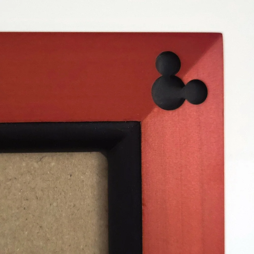 Disney Parks Mickey‎ Mouse Ears Orange & Black Wood Photo Picture Frame- 4x6